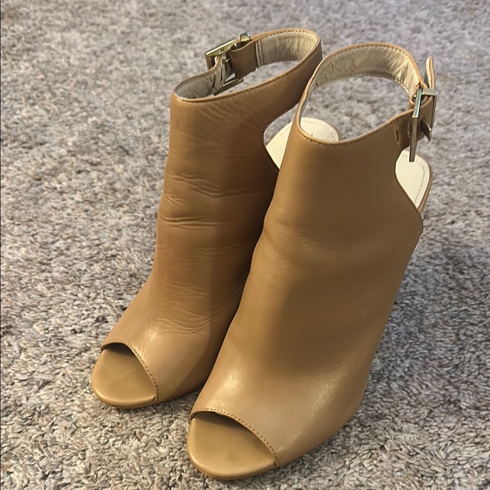 Calvin Klein Tan Suede Block Heel Booties